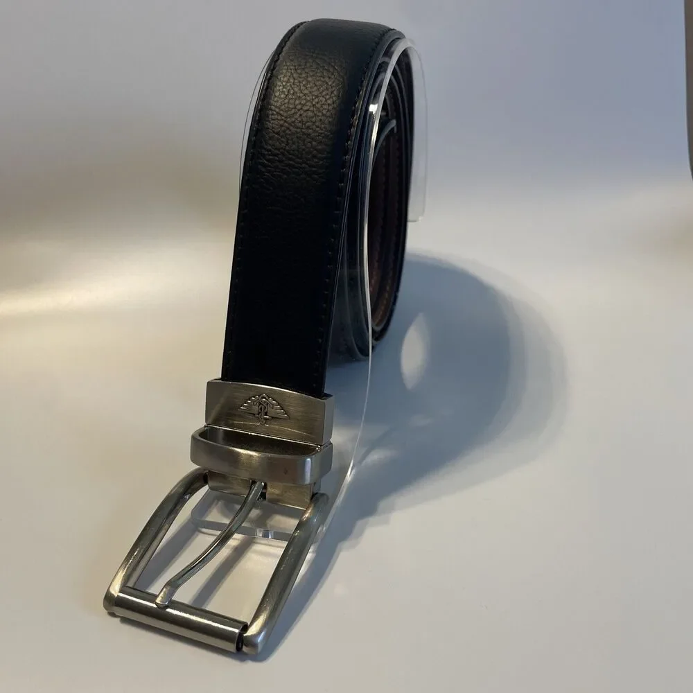 Dockers Mens Size 2x Synthetic Leather Black Belt 53” Long Logo Buckle